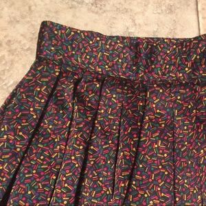 VTG CHAUS Confetti Print Pleated Party Flare Skirt